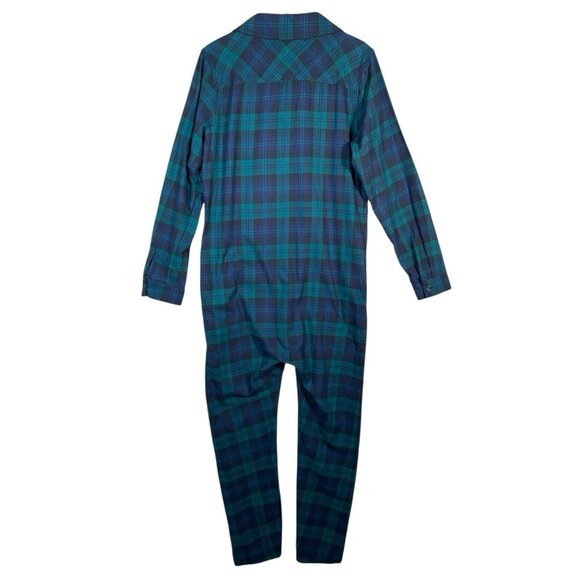 Onepiece Norwegian The Checked Pyjamas Unisex Small Green Tartan Plaid Jumpsuit - Picture 2 of 16